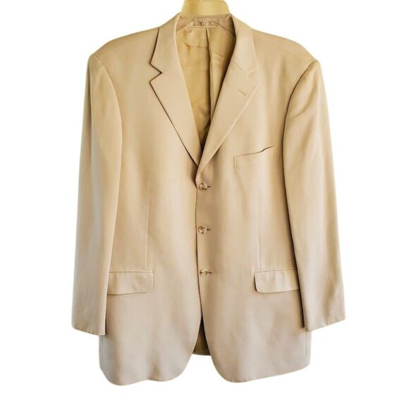Island Pacific by Nordstrom 100% Silk Beige Blazer 48L Coastal Resort Jacket - Picture 1 of 7